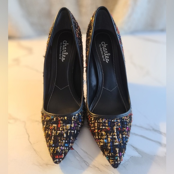 NWOT, CHARLES DAVID, MULTI-COLOR, POINT-TOE PUMPS, SZ 7.5 - Picture 8 of 15
